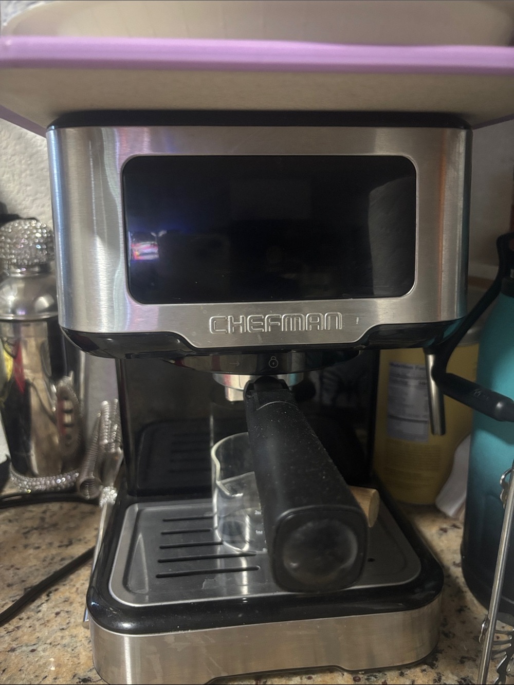Chefman Stainless Steel Espresso Machine in Silver and Black